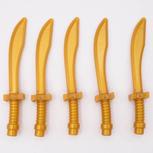 LEGO® 5 x Saber Sword Ninjago Minifigure Weapon Part Curved Blade Pearl Gold 25111 Bulk