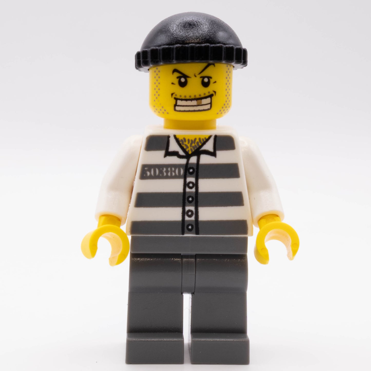 LEGO® Jail Prisoner Minifigure CTY0007 - City - 50380 Prison Stripes Gold Tooth